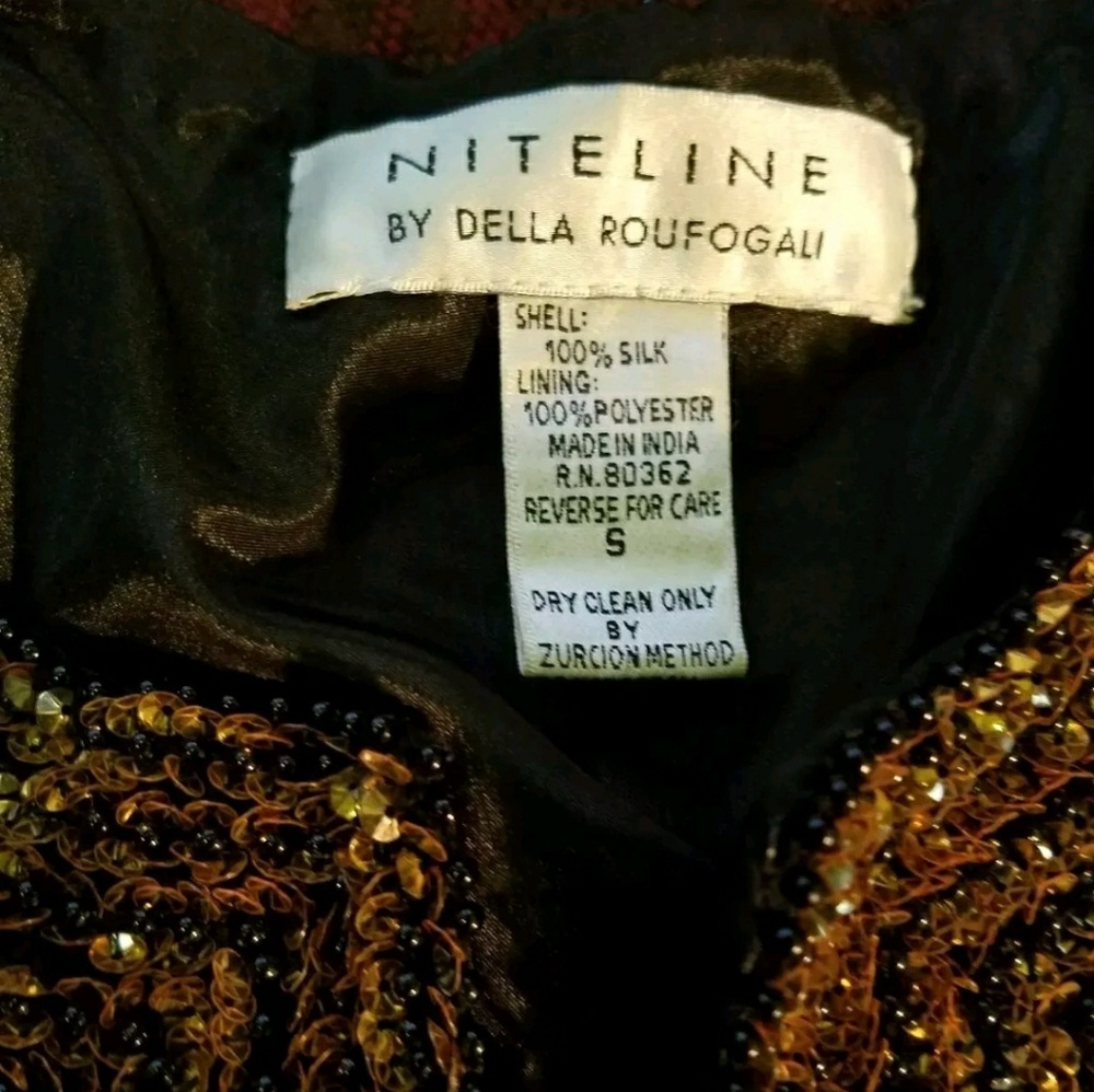 NITELINE Della Roufogali Silk Gold Sequin Jacket S - Picture 6 of 8